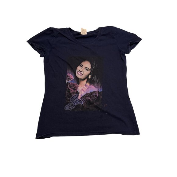 Selena Fruit Of The Loom Womans Navy Short Sleeve T-shirt Size M - Picture 1 of 5